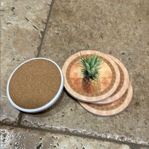 Pineapple Print Coasters Set